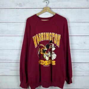 RARE Vintage 1988 Washington Redskins Mickey Disney NFL Pullover Sweatshirt 2XL